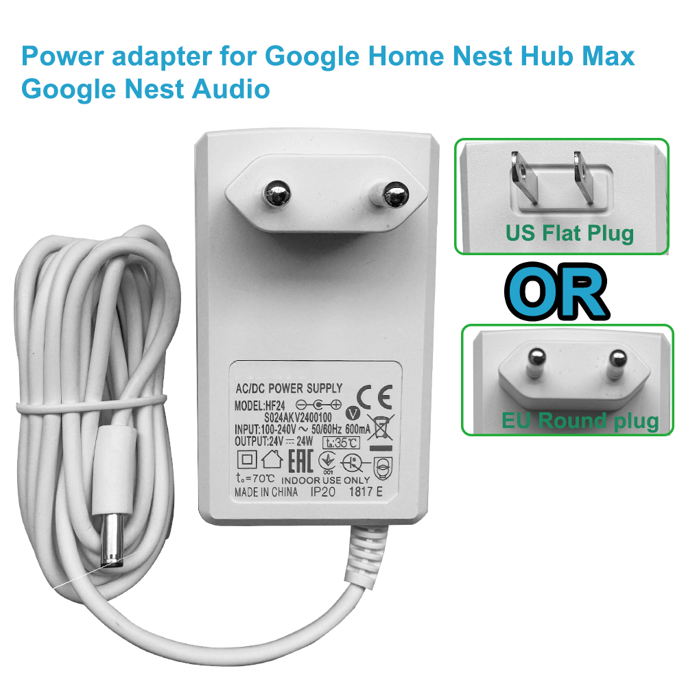 Google Speaker Nest Audio - محول طاقة 24 فولت لجهاز جوجل