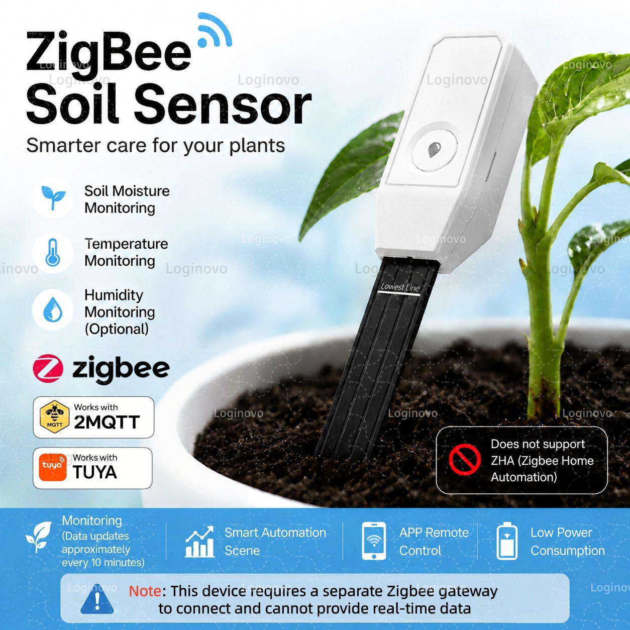 Smart Garden Home Assistant - جهاز اختبار التربة TUYA Zigbee، مستشعر