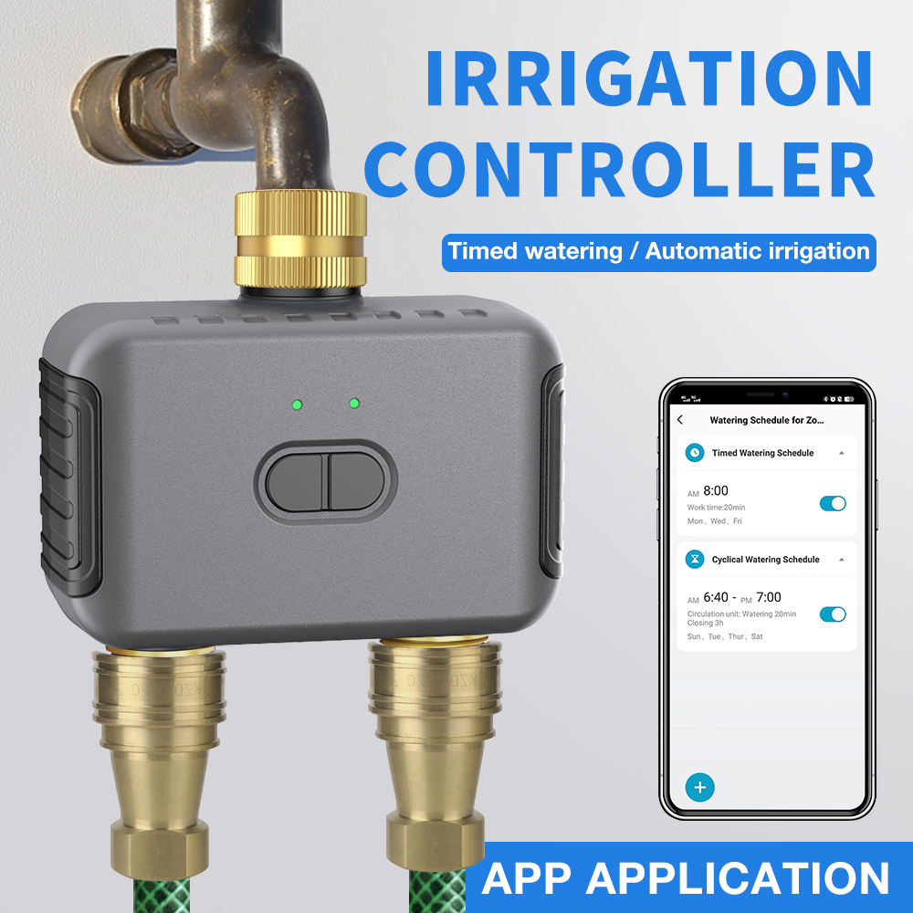 Smart Garden Sprinkler System - Tuya 2 منطقة سقي الموقت حديقة
