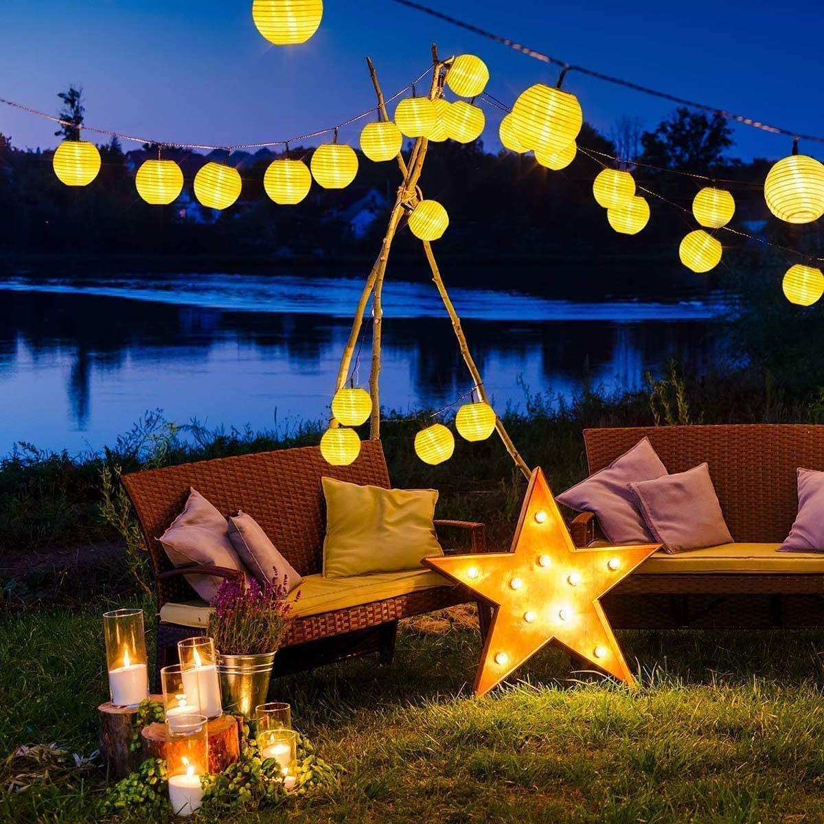 فانوس مضاد للماء سلسلة الشمسية - مراجعة Smart Garden Lighting System وسعره